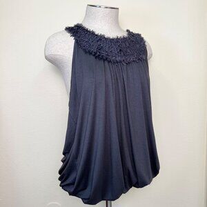 WEST KEI Charcoal Gray Sleeveless Bubble Top With Textured Neckline Size L
